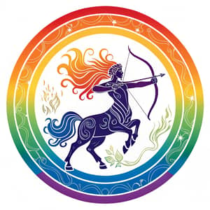 Sagittarius Zodiac Symbol in Colorful Fire Circle