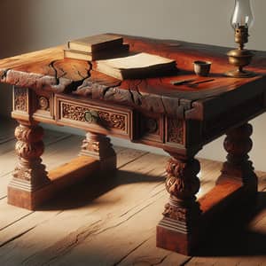 Rustic Wooden Table with Vintage Décor