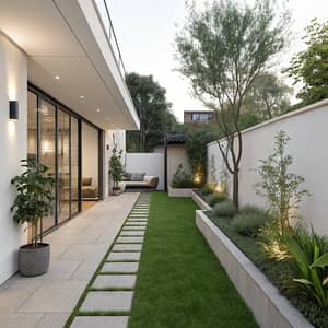 Minimalist Patio Design Ideas with Grass and Plants