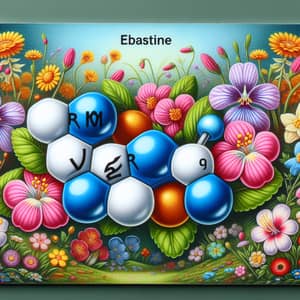 Ebastine Antihistamine with Spring Flowers Background