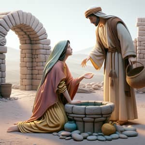 3D Pixar & Disney Style Samaritan Woman with Jesus Image