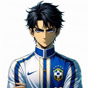 Fierce Brazilian Anime Soccer Player Character