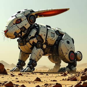 Giant Robotic Rabbit in Post-Apocalyptic Desert World