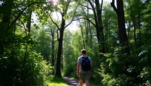 Peaceful Nature Walk: Man in Lush Greenery