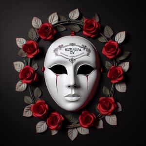 White Mask Surrounded by Red Roses | BEZPALEVA DV - HAPPY MARCH 8