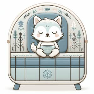 Adorable Newborn Wolf Cartoon Sleeping on Crib