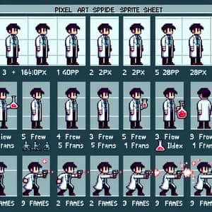 Pixel Art Rick Sanchez Lab Coat Sprite Sheet - Character Animations