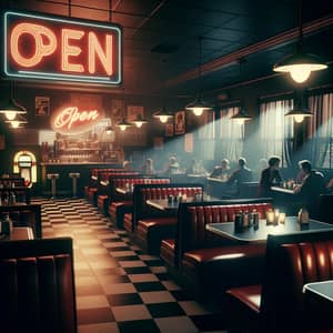 Vintage Film Noir Diner: Nostalgic Setting for Mystery Lovers