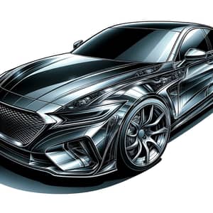 Sleek Car Body Illustration with High Gloss Finish