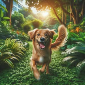 Lively and Energetic Dog Playing in Sunny Park