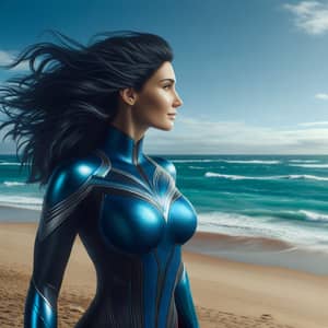 Female Superhero Gazing at the Sea | Empowerment Art