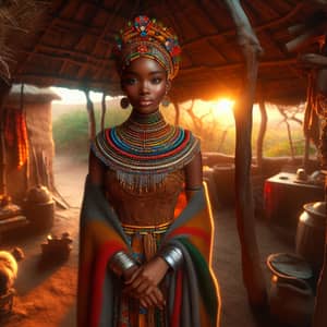 Beautiful African Princess in Traditional Attire | Village Hut Scene