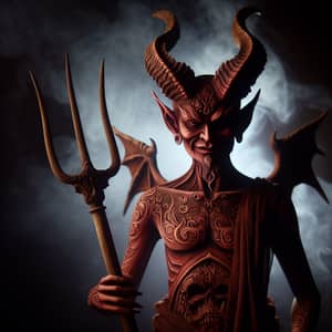 Imposing Mythological Figure with Pitchfork | Dark Atmosphere