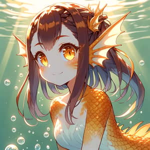 Cute Anime Girl Swimming with Shiny Scales