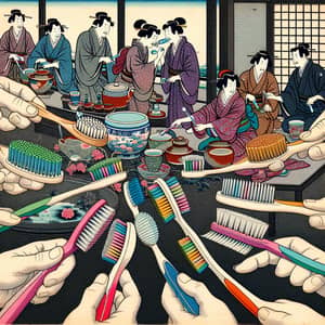 Traditional Japanese Rituals and Dental Hygiene: Ukiyo-e Print