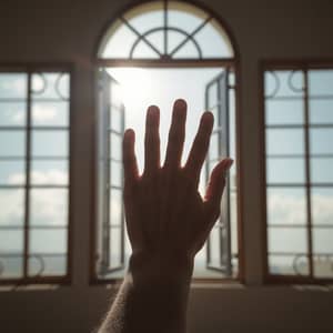 Minimalist 4K Image: Hand & Open Window