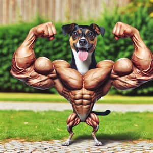 Muscular Dog with Biceps: A Cartoon Hero