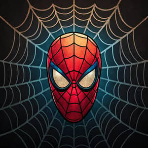 Stained Glass Spider-Man Mask Art