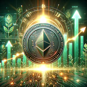 Solana Cryptocurrency Art: Rising Price Chart Illustration