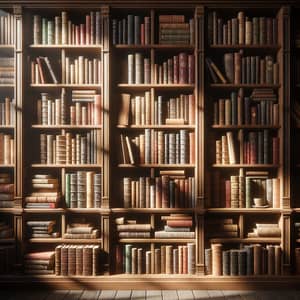 Traditional Wooden Bookcase Filled with Assorted Books