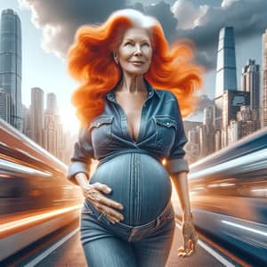 Empowering Pregnant Woman in Vibrant Urban Setting - 8K Resolution