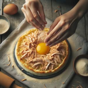 Shredded Chicken Egg Torta Preparation