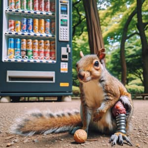 Squirrel with Broken Limb at Park Vending Machine