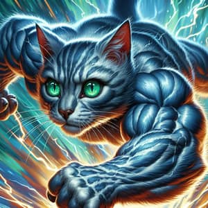 Energetic Cat in Action: Strength and Vitality