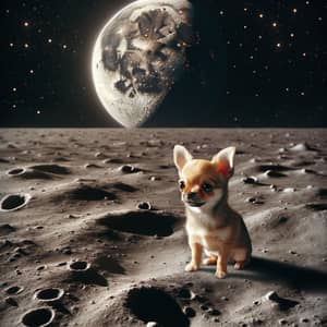 Tiny Chihuahua on the Moon - Lunar Landscape Adventure