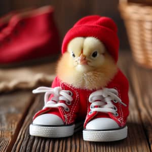 Red Sneaker Chicken: Cute Chick with Stylish Sneakers