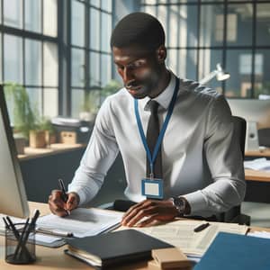 Professional Black Man Working in Office Setting