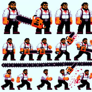 Pixel Art Chainsaw Fat Man Sprite Sheet