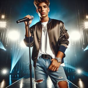 Young Hispanic Man Performing Live Music Concert | Modern Clothing