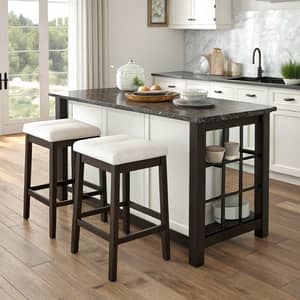 Stylish Kitchen Island with 3 Stools