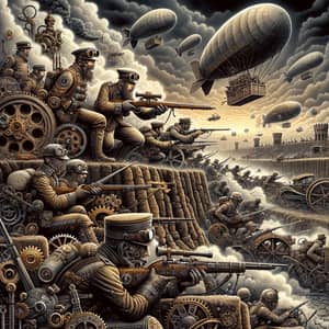 Steampunk Battle Scene | Late 1800's Battlefield Illustration