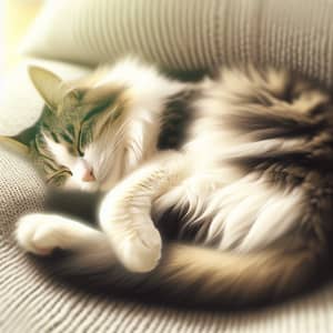 Enchanting Domestic Cat Napping on Soft Surface