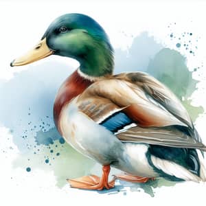 Watercolor Mallard Duck Art | Beautiful Canard Colvert Painting