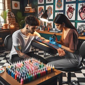 Vibrant Tattoo Salon Interior | Modern Tattoo Artist Scene