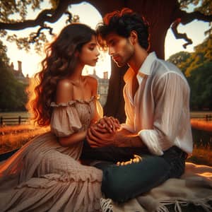 Romantic Scene of Love: Hispanic Woman & South Asian Man