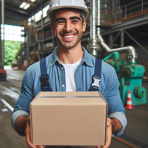 Joyous Hispanic Male Worker at Industrial Site | Responsible & Dedicated