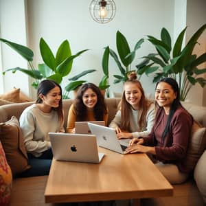 Cozy Café Collaboration: Diverse Young Adults at Work