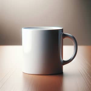 White Porcelain Mug Mockup on Wooden Table