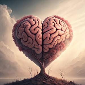 Surreal Brain Heart Art: Intricate Heart-Shaped Design