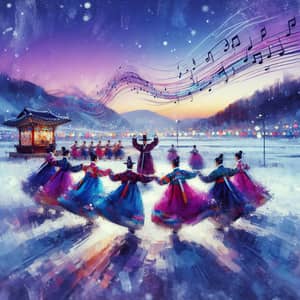 Korean Traditional Dance - Abstract Brush Strokes