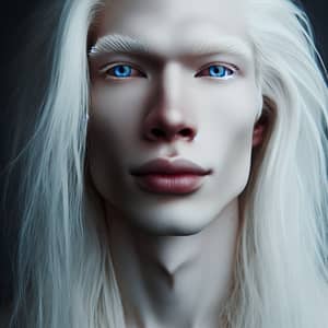 Striking Albino Man with Cat-Like Blue Eyes