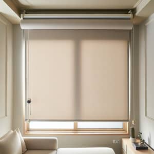 Intricately Designed Smooth Opaque Roller Blind in Off-White