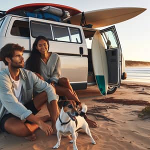 Couple and Jack Russell Traveling Australia in a Van