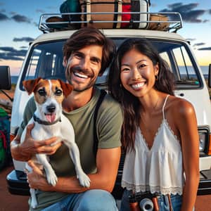 Couple Traveling Australia with Jack Russell Dog