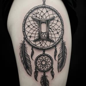 Dreamcatcher Tattoo with Gemini Symbol