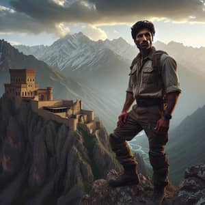 Hispanic Mountain Man at Ancient Alamut Castle